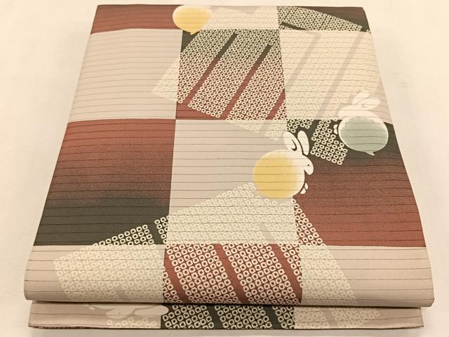 平和屋着物*夏物 全通柄 京袋帯 兎鹿の子文 正絹 逸品 CABK1460fb