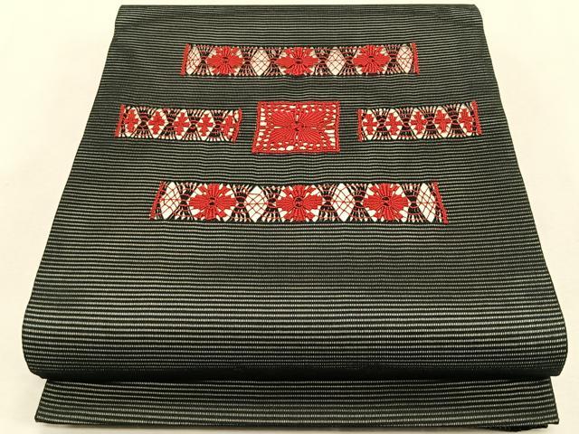 平和屋着物*夏物 八寸名古屋帯 絽綴れ 横段花文 正絹 逸品 CABK1473fb