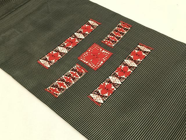 平和屋着物*夏物 八寸名古屋帯 絽綴れ 横段花文 正絹 逸品 CABK1473fb