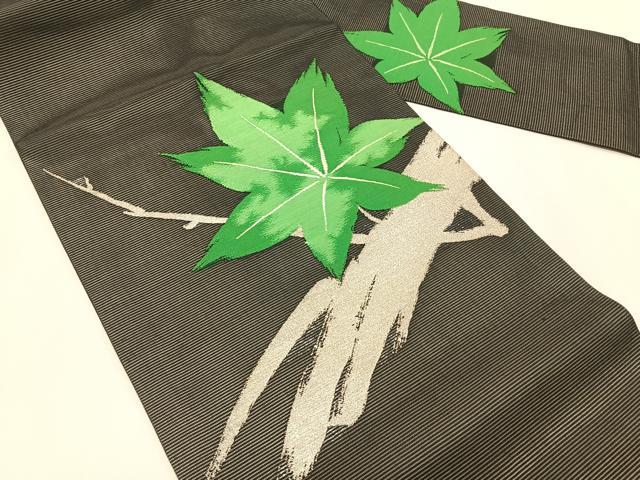 平和屋着物*夏物 九寸名古屋帯 枝楓文 銀糸 正絹 逸品 CABK1477fb