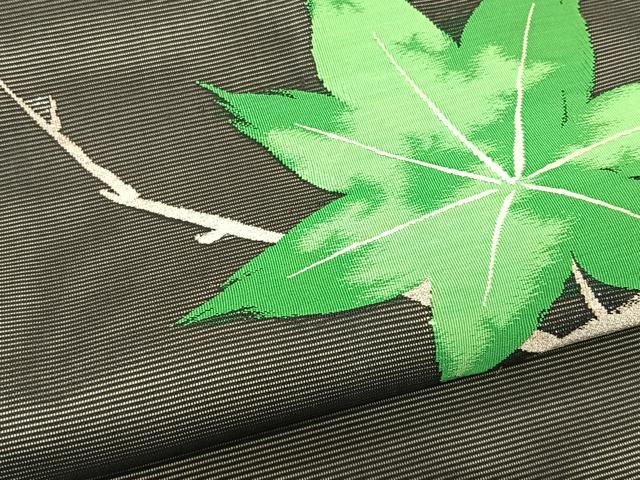 平和屋着物*夏物 九寸名古屋帯 枝楓文 銀糸 正絹 逸品 CABK1477fb