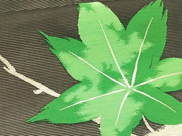平和屋着物*夏物 九寸名古屋帯 枝楓文 銀糸 正絹 逸品 CABK1477fb