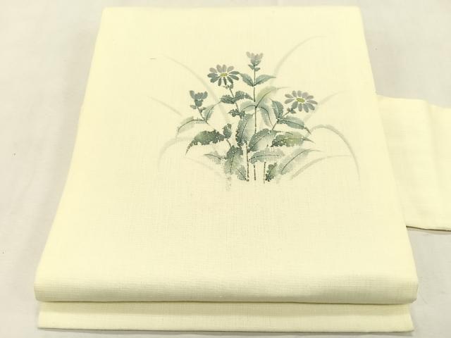 平和屋着物*夏物 九寸名古屋帯 草花文 正絹 逸品 CABK1491fb