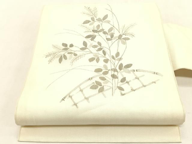 平和屋着物*夏物 九寸名古屋帯 籬枝葉文 正絹 逸品 CABK1492fb