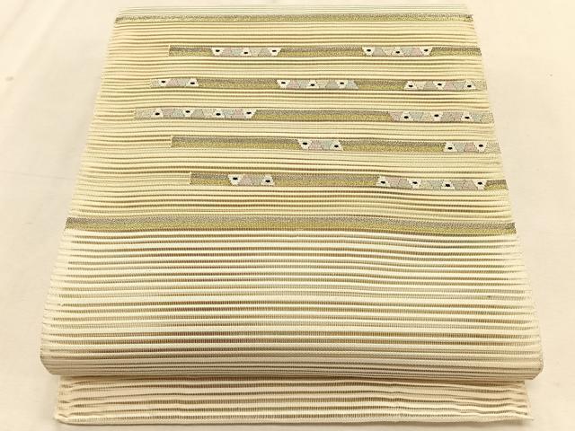 平和屋着物*夏物 八寸名古屋帯 絽綴れ 横段文 金銀糸 正絹 逸品 CABK1495fb