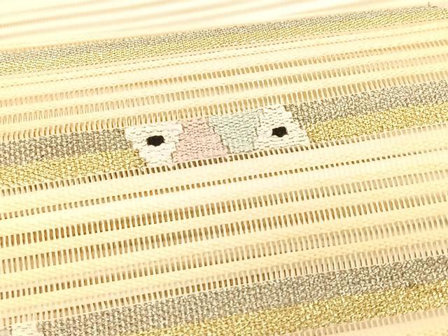 平和屋着物*夏物 八寸名古屋帯 絽綴れ 横段文 金銀糸 正絹 逸品 CABK1495fb