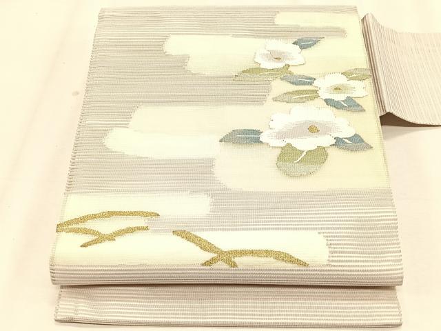 平和屋着物*夏物 九寸名古屋帯 絽綴れ 草花文 金糸 正絹 逸品 CABK1496fb
