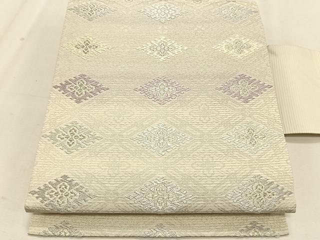 平和屋着物*夏物 九寸名古屋帯 唐織 菱花文 銀糸 正絹 逸品 CABK1503fb