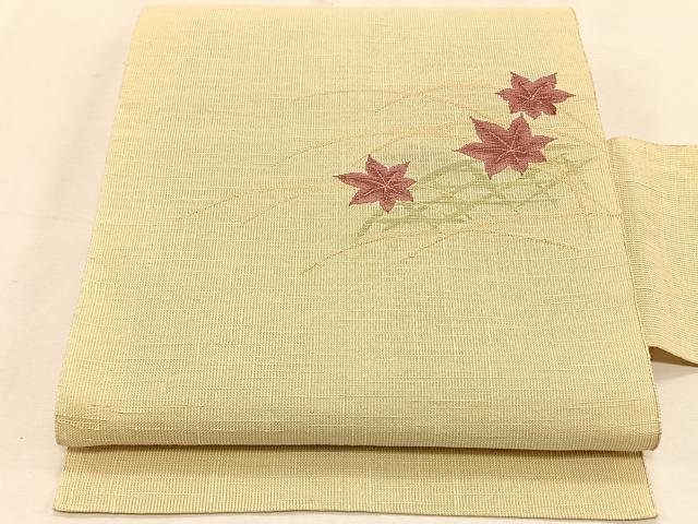 平和屋着物*夏物 八寸名古屋帯 籬芝草楓文 交織 逸品 CABK1505fb