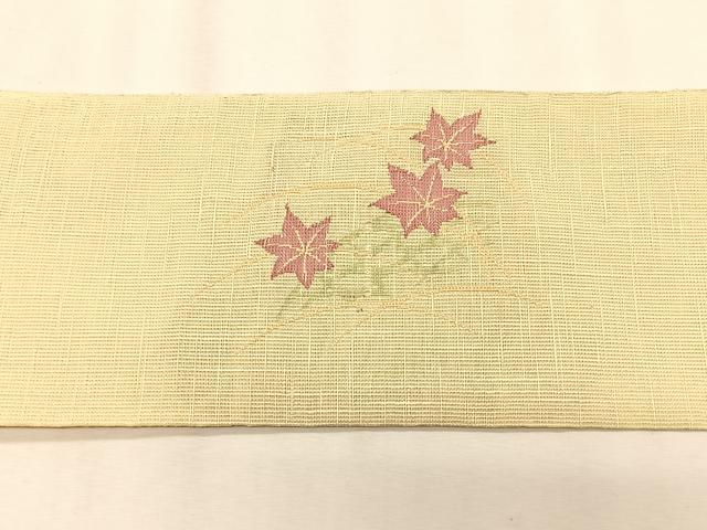 平和屋着物*夏物 八寸名古屋帯 籬芝草楓文 交織 逸品 CABK1505fb