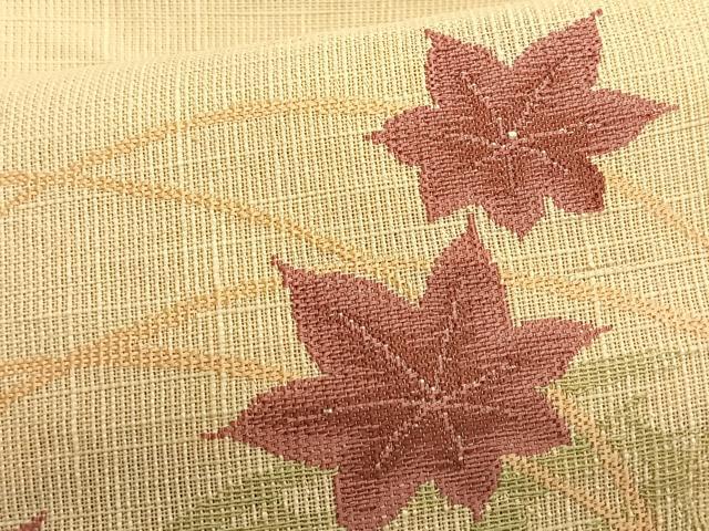 平和屋着物*夏物 八寸名古屋帯 籬芝草楓文 交織 逸品 CABK1505fb