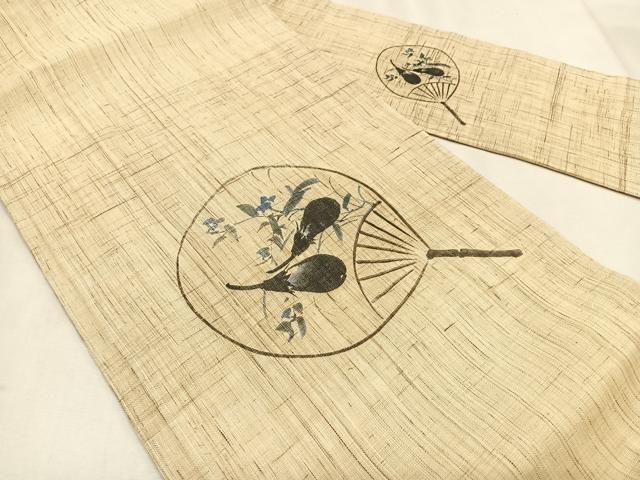 平和屋着物*夏物 九寸名古屋帯 手描き 団扇 成り物 麻 逸品 CABK1506fb