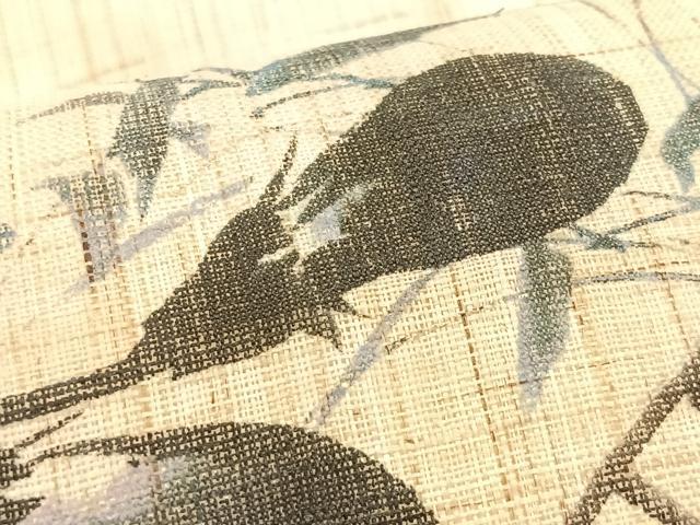 平和屋着物*夏物 九寸名古屋帯 手描き 団扇 成り物 麻 逸品 CABK1506fb