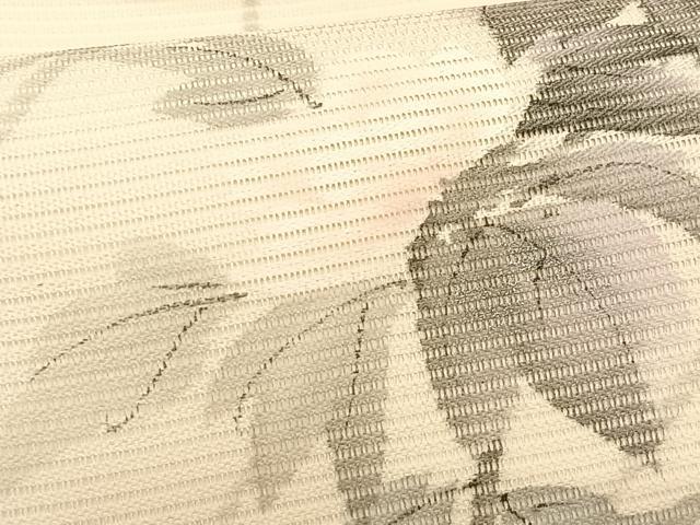 平和屋着物*夏物 九寸名古屋帯 作家物 手描き 刺繍 草花文 銀彩 正絹 逸品 CABK1508fb