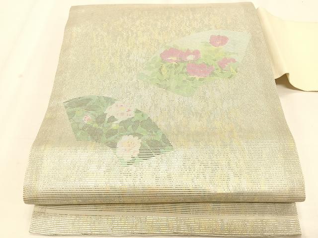 平和屋着物*夏物 九寸名古屋帯 地紙枝花文 金銀糸 正絹 逸品 CABK1515fb