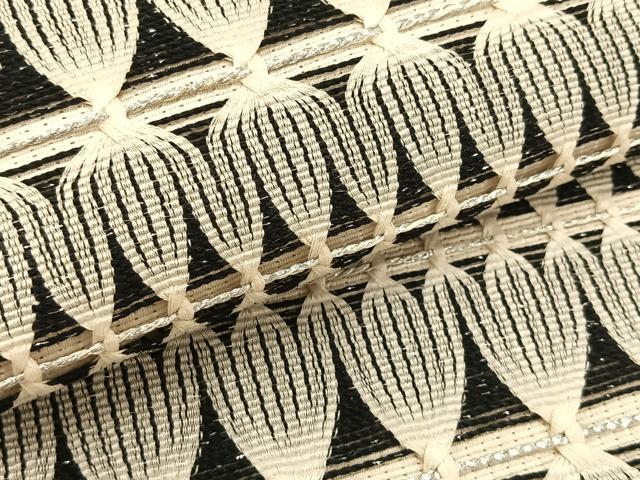 平和屋着物*夏物 八寸名古屋帯 もじり織 間道 銀糸 正絹 逸品 CABK1518fb