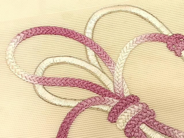 平和屋着物*夏物 九寸開き名古屋帯 駒刺繍 総刺繍 結び紐文 正絹 逸品 CABK1520fb