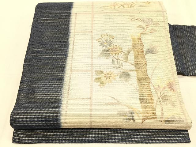 平和屋着物*夏物 九寸名古屋帯 手描き 枝花文 金彩 正絹 逸品 CABK1529fb