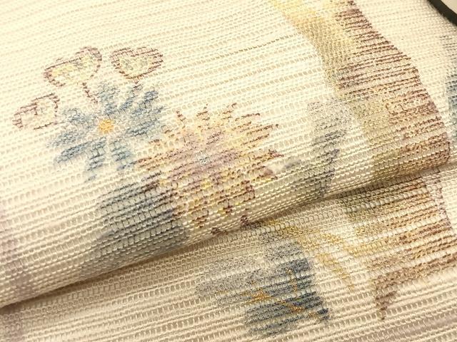 平和屋着物*夏物 九寸名古屋帯 手描き 枝花文 金彩 正絹 逸品 CABK1529fb