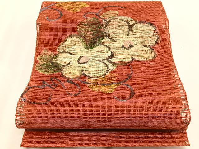 平和屋着物*夏物 八寸名古屋帯 草花文 正絹 逸品 CABK1534fb