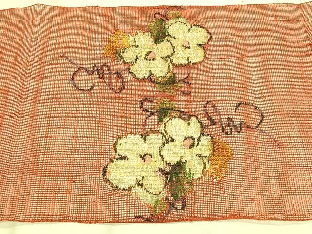 平和屋着物*夏物 八寸名古屋帯 草花文 正絹 逸品 CABK1534fb