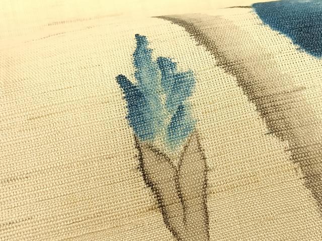 平和屋着物*夏物 つけ帯 作家物 手描き 杜若 麻 逸品 CABK1543fb