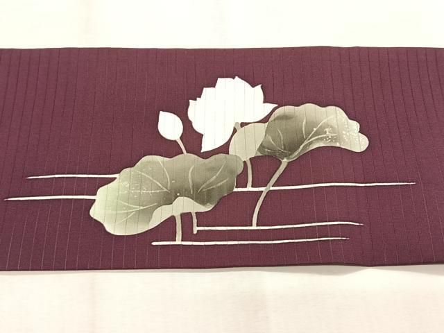 平和屋着物*夏物 絽塩瀬 九寸名古屋帯 ろうけつ染め 蓮 正絹 逸品 CABK1558fb