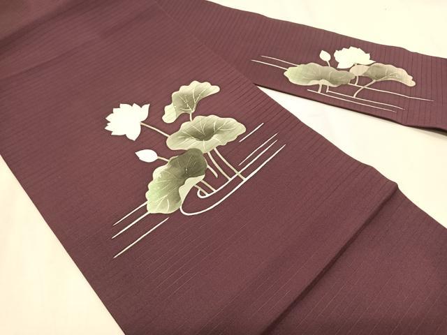 平和屋着物*夏物 絽塩瀬 九寸名古屋帯 ろうけつ染め 蓮 正絹 逸品 CABK1558fb