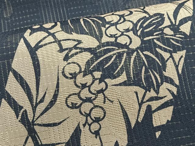 平和屋着物*夏物 九寸開き名古屋帯 作家物 伊勢型染 葡萄蔦の葉文 正絹 逸品 CABK1567fb