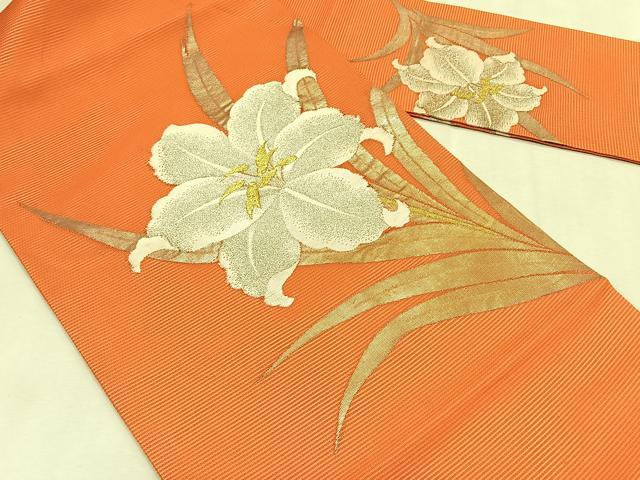 平和屋着物*夏物 九寸名古屋帯 枝花文 金銀糸 正絹 逸品 CABK1580fb