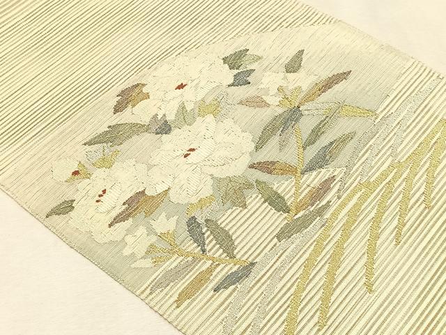 平和屋着物*夏物 八寸名古屋帯 絽綴れ 草花文 金銀糸 正絹 逸品 CABK1588fb