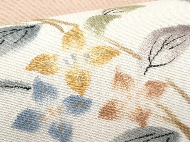 平和屋着物*夏物 九寸名古屋帯 手描き 刺繍 枝花文 金彩 正絹 逸品 CABK1591fb