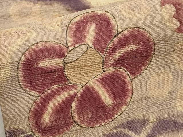 平和屋着物*夏物 九寸名古屋帯 辻が花 手描き 生紬 正絹 逸品 CABK1603tx