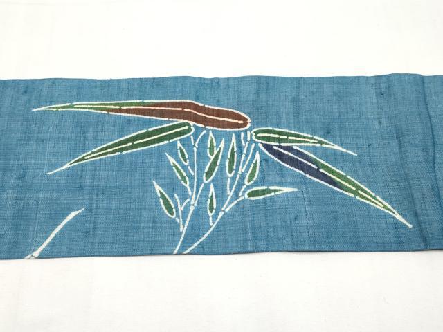 平和屋着物*夏物 九寸名古屋帯 型染め 笹竹文 麻 逸品 CABK1605tx
