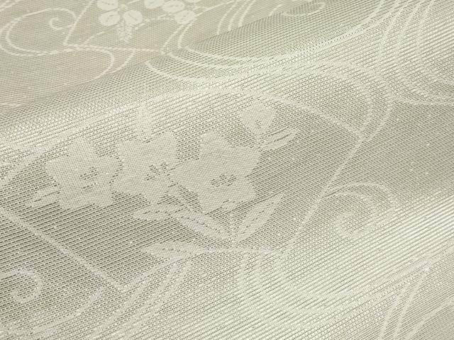 平和屋着物*夏物 六通柄袋帯 流水地紙花文 銀糸 正絹 逸品 CABK1607tx