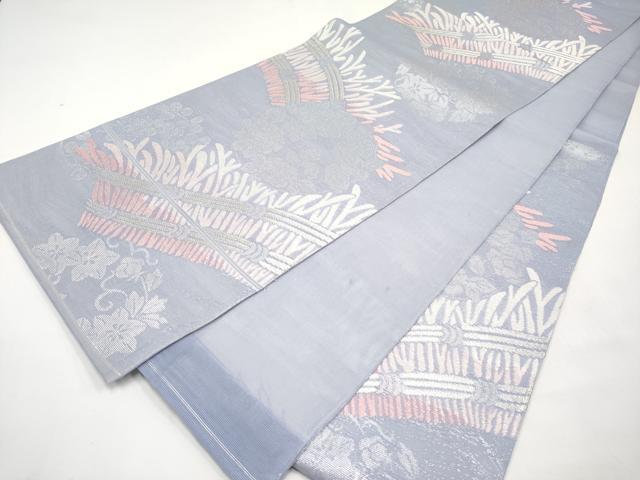 平和屋着物*夏物 六通柄 本袋帯 籬花丸文 銀糸 正絹 逸品 CABK1609tx