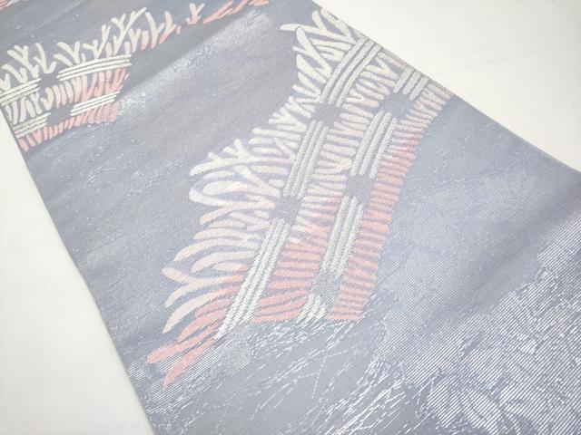 平和屋着物*夏物 六通柄 本袋帯 籬花丸文 銀糸 正絹 逸品 CABK1609tx