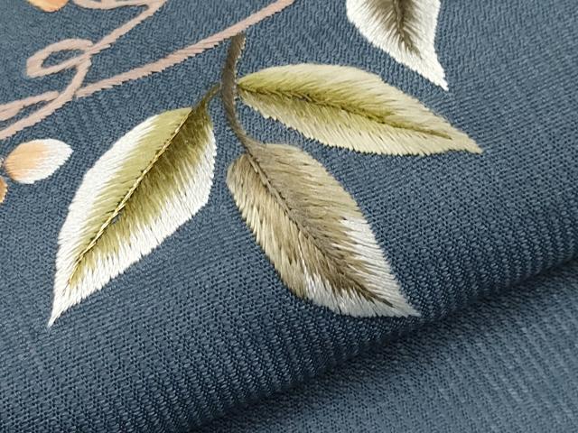 平和屋着物*夏物 九寸名古屋帯 総刺繍 枝花文 正絹 逸品 CABK1613tx