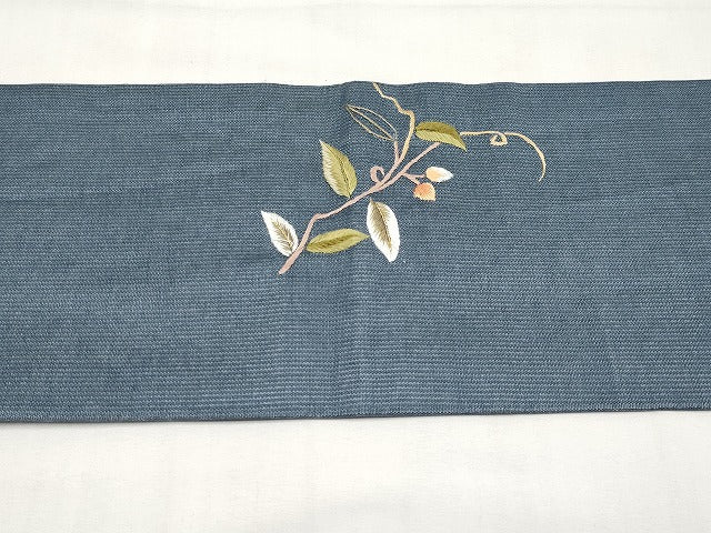 平和屋着物*夏物 九寸名古屋帯 総刺繍 枝花文 正絹 逸品 CABK1613tx