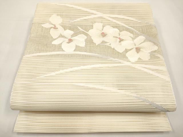 平和屋着物*夏物 八寸名古屋帯 絽綴れ 舞花文 金銀糸 正絹 逸品 CABK1620tx
