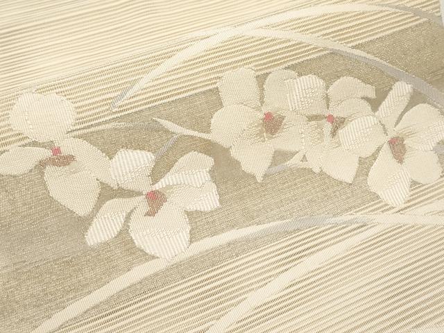 平和屋着物*夏物 八寸名古屋帯 絽綴れ 舞花文 金銀糸 正絹 逸品 CABK1620tx