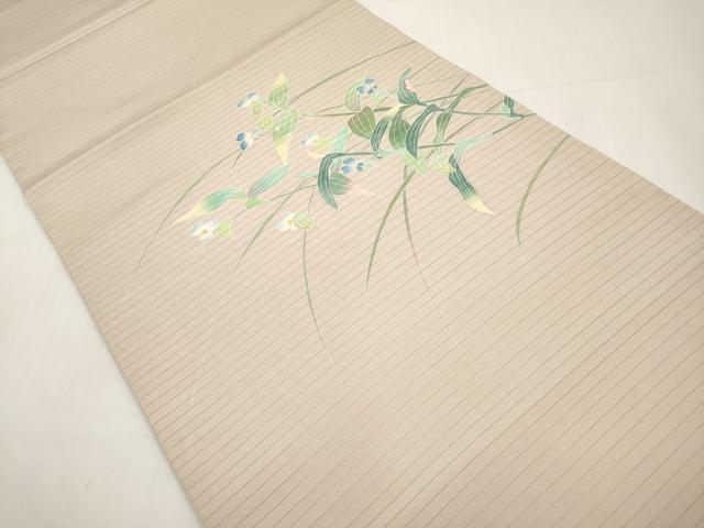 平和屋着物*夏物 絽塩瀬 九寸名古屋帯 作家物 友禅 枝花文 正絹 逸品 CABK1623tx