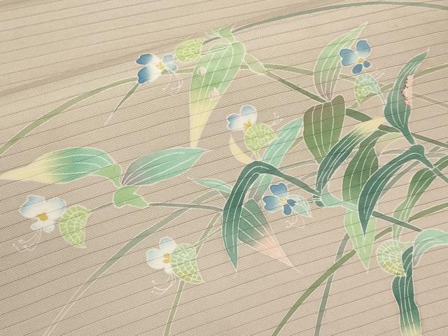 平和屋着物*夏物 絽塩瀬 九寸名古屋帯 作家物 友禅 枝花文 正絹 逸品 CABK1623tx