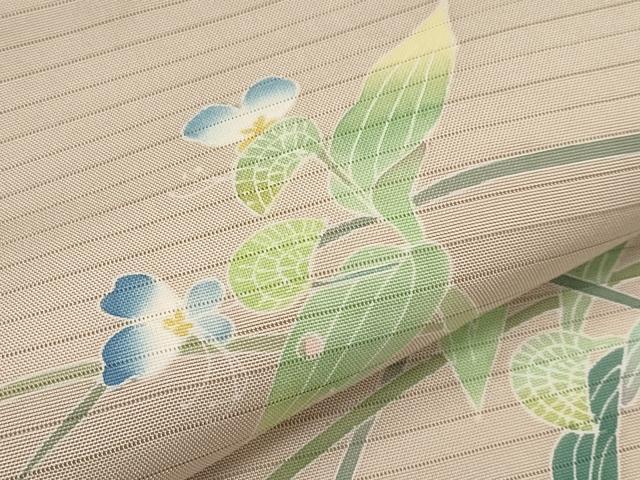平和屋着物*夏物 絽塩瀬 九寸名古屋帯 作家物 友禅 枝花文 正絹 逸品 CABK1623tx