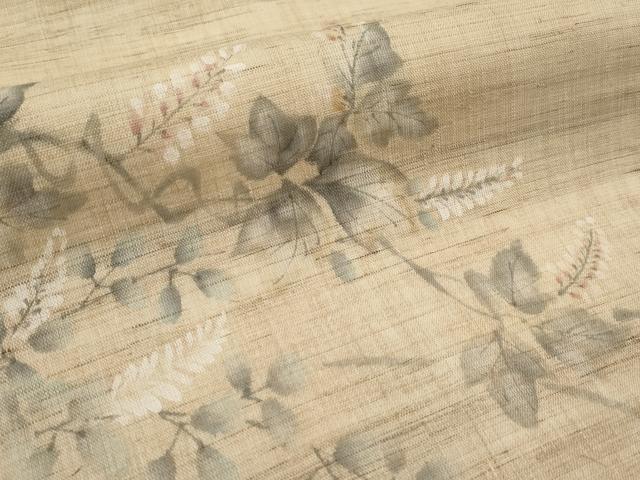 平和屋着物*夏物 九寸名古屋帯 手描き 枝花文 麻 逸品 CABK1632tx