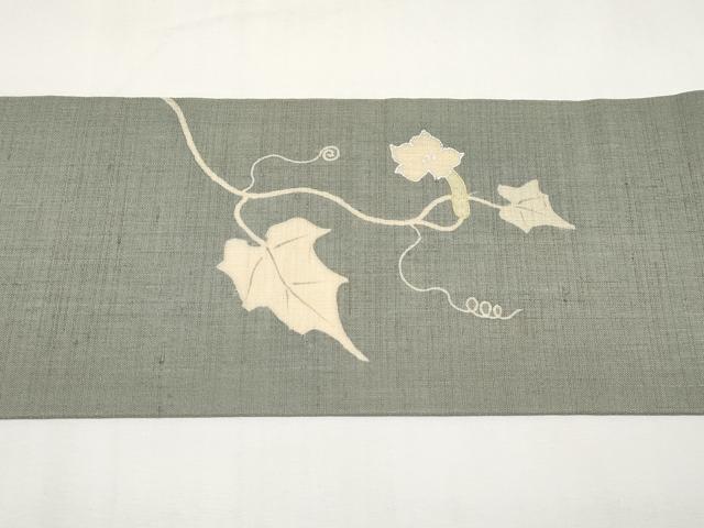 平和屋着物*夏物 九寸名古屋帯 瓢箪蔦の葉文 金銀彩 正絹 逸品 CABK1638tx