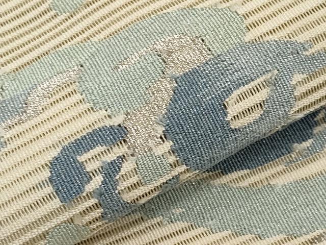 平和屋着物*夏物 八寸名古屋帯 絽綴れ 立波文 銀糸 正絹 逸品 CABK1640tx