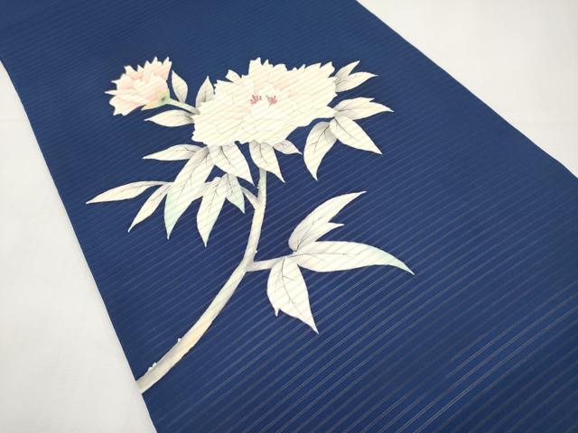 平和屋着物*夏物 絽塩瀬 九寸開き名古屋帯 手描き 牡丹 正絹 逸品 CABK1644tx