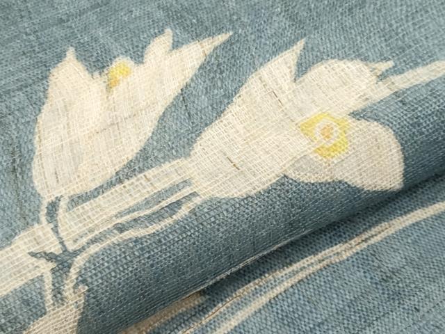 平和屋着物*夏物 九寸名古屋帯 作家物 草花文 麻 逸品 CABK1653tx