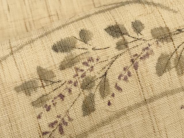 平和屋着物*夏物 九寸開き名古屋帯 手描き 枝花文 麻 逸品 CABK1654tx